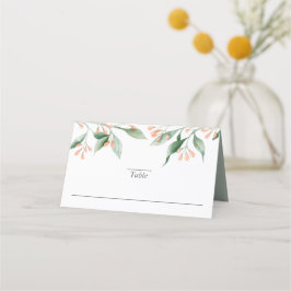 Tarjeta De Asiento Boda botánico de acuarela simple y elegante