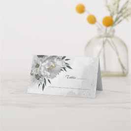 Tarjeta De Asiento boda botánico de flores blancas románticas