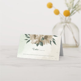 Tarjeta De Asiento boda botánico de flores de champán verde