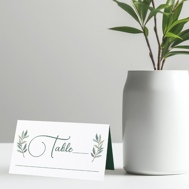 Tarjeta De Asiento Boda botánico de la hoja verde eucalipto (Subido por el creador)
