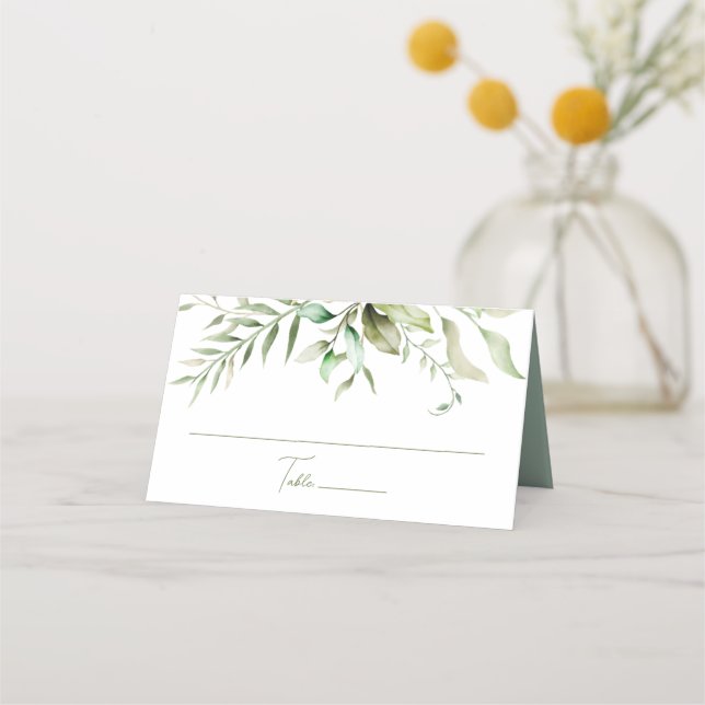 Tarjeta De Asiento Boda botánico del follaje verde sabio Eucalyptus (Anverso)