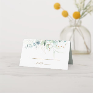 Tarjeta De Asiento Boda botánico dorado y verde personalizado