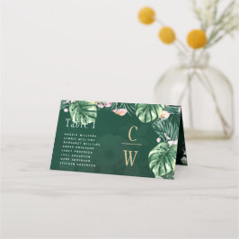 Tarjeta De Asiento Boda Botánico Rosa Verde Tropical LeahG
