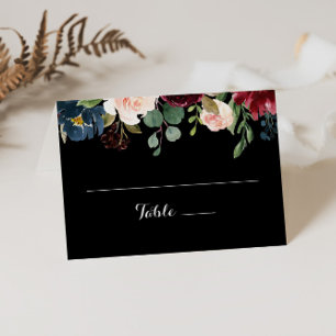 Tarjeta De Asiento Boda Botánico Rústico Negro