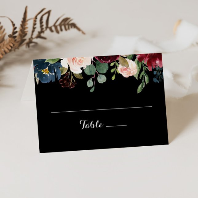 Tarjeta De Asiento Boda Botánico Rústico Negro (Subido por el creador)