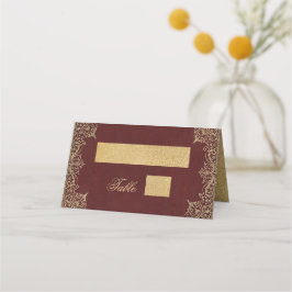 Tarjeta De Asiento Boda Burgundy Faux Gold Vintage Elegante Script