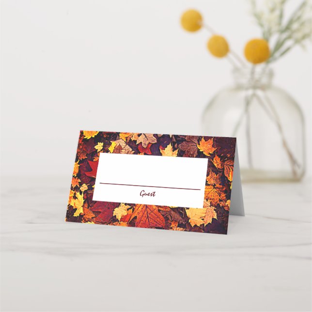 Tarjeta De Asiento Boda Caída de las hojas de otoño (Anverso)