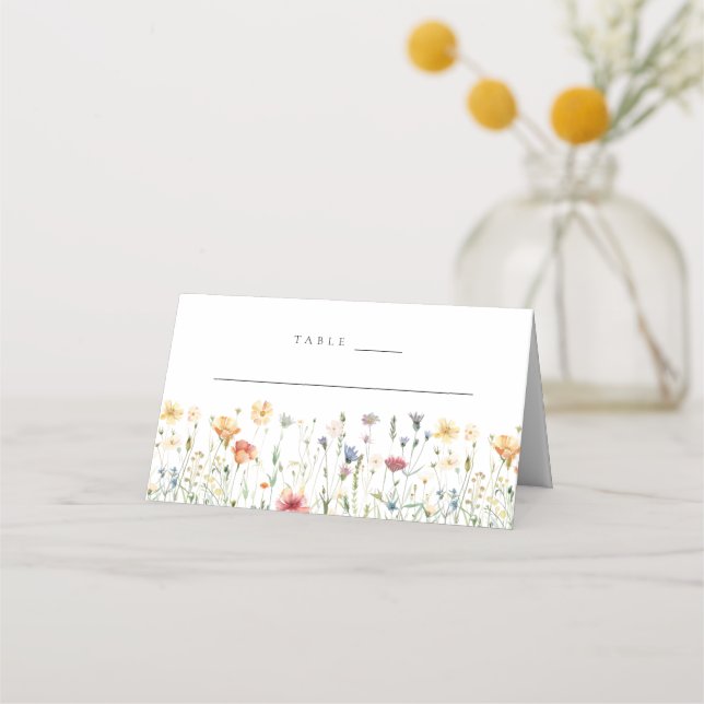 Tarjeta De Asiento Boda caprichosa de flores silvestres de primavera (Anverso)