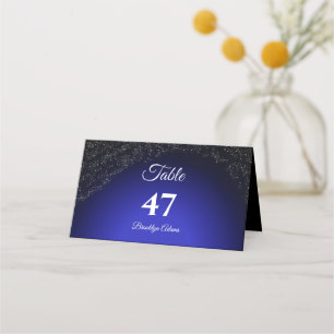 Tarjeta De Asiento Boda celeste Luna y Estrellas plenas azul medio no