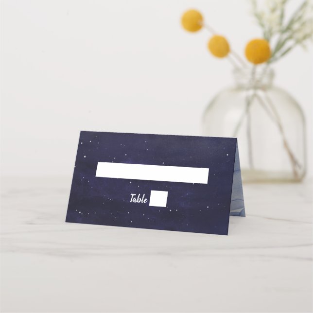 Tarjeta De Asiento Boda Celeste Nocturno Medianoche Azul (Anverso)