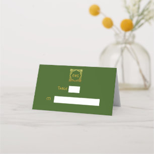 Tarjeta De Asiento Boda celta Green Faux Gold Celtic Knot