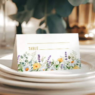Tarjeta De Asiento Boda Chamomile & Eucalyptus Wildflowers