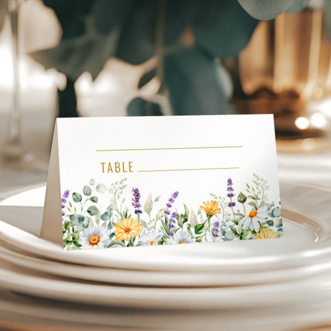 Tarjeta De Asiento Boda Chamomile & Eucalyptus Wildflowers (Subido por el creador)