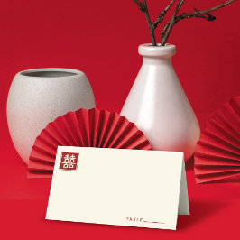 Tarjeta De Asiento Boda chino clásico cuadrado doble felicidad