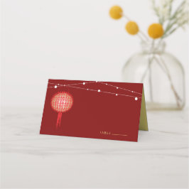 Tarjeta De Asiento Boda chino con linternas brillantes de doble felic