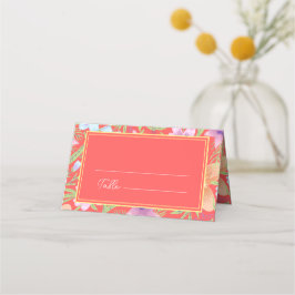Tarjeta De Asiento Boda chino rojo peranakan floral doble xi