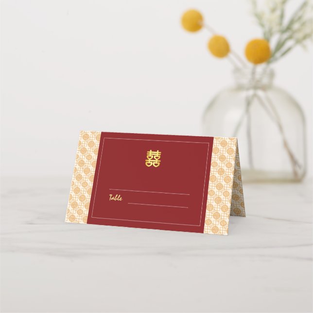Tarjeta De Asiento Boda chino tradicional auspicioso peranakan (Anverso)