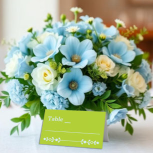 Tarjeta De Asiento Boda Citrus Verde y Azul Costero