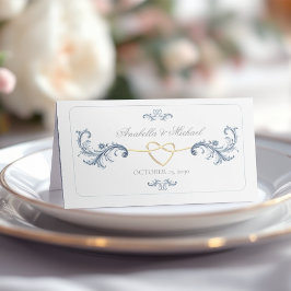 Tarjeta De Asiento Boda Clásica de Azul Polvoriento