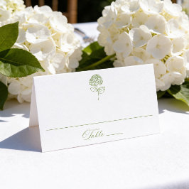 Tarjeta De Asiento Boda Clásica de Hortensias Verde Oliva
