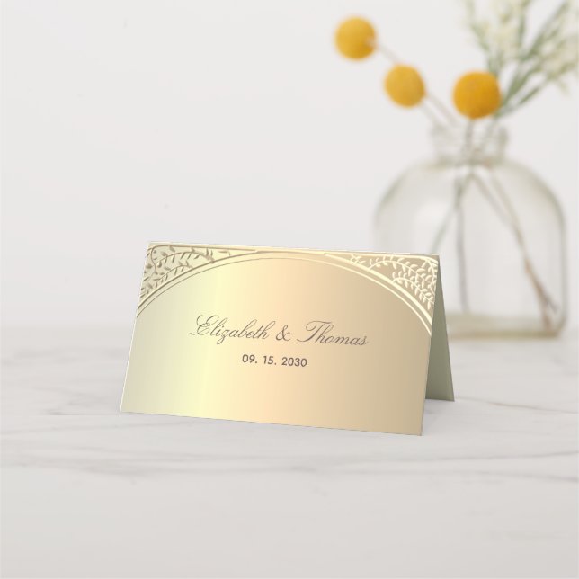 Tarjeta De Asiento Boda Clásica de Oro (Reverso)