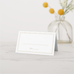 Tarjeta De Asiento Boda Clásica Dorada Elegante