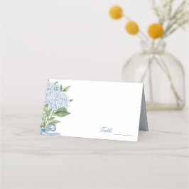 Tarjeta De Asiento Boda Clásica Hortensia Azul 