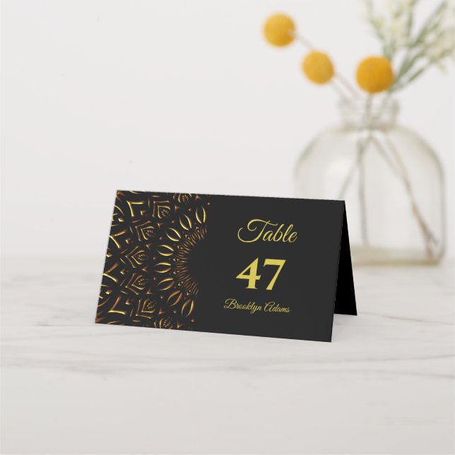 Tarjeta De Asiento Boda clásico elegante de Mandala (Anverso)