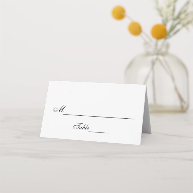 Tarjeta De Asiento Boda clásico negro y blanco (Anverso)