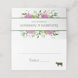 Tarjeta De Asiento Boda con Hortensias Rosadas