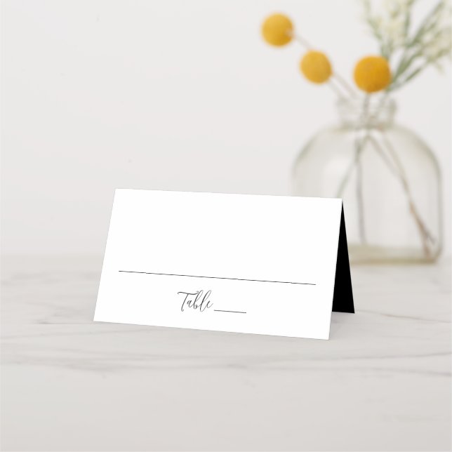 Tarjeta De Asiento Boda con letra negra simple (Anverso)