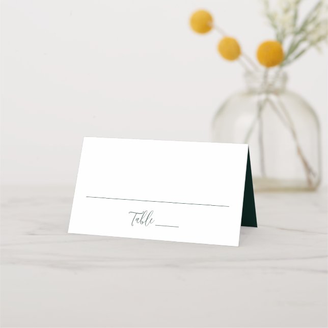 Tarjeta De Asiento Boda con letra verde bosque simple (Anverso)