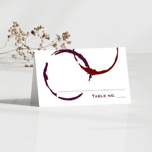 Tarjeta De Asiento Boda con Mancha de Vino Tinto Oscuro Rústico