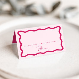 Tarjeta De Asiento Boda con marco ondulado rosa moderno