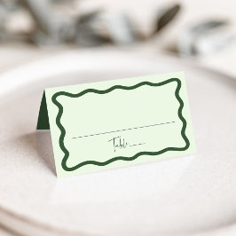 Tarjeta De Asiento Boda con marco verde ondulado moderno