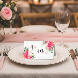 Tarjeta De Asiento Boda con presupuesto de jardín de rosas en blanco