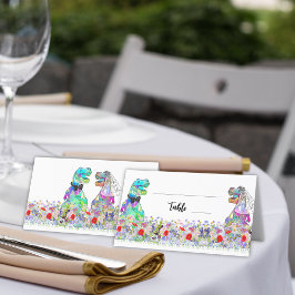 Tarjeta De Asiento Boda con tema de dinosaurios Flor silvestre