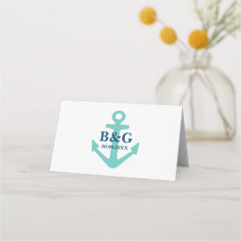 Tarjeta De Asiento Boda con temática marítima del ancla azul