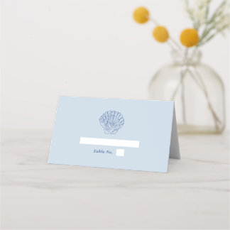 Tarjeta De Asiento Boda Costera Moderna de Azul Polvoriento