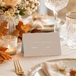 Tarjeta De Asiento Boda crema taupe moderna simple