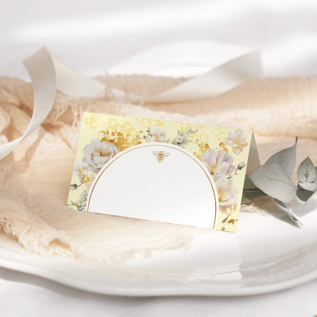 Tarjeta De Asiento Boda de abejas con flores silvestres elegantes (Subido por el creador)