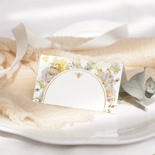 Tarjeta De Asiento Boda de abejas con flores silvestres elegantes