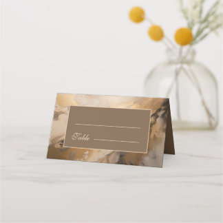 Tarjeta De Asiento Boda de acuarela artística de chocolate de oro mod