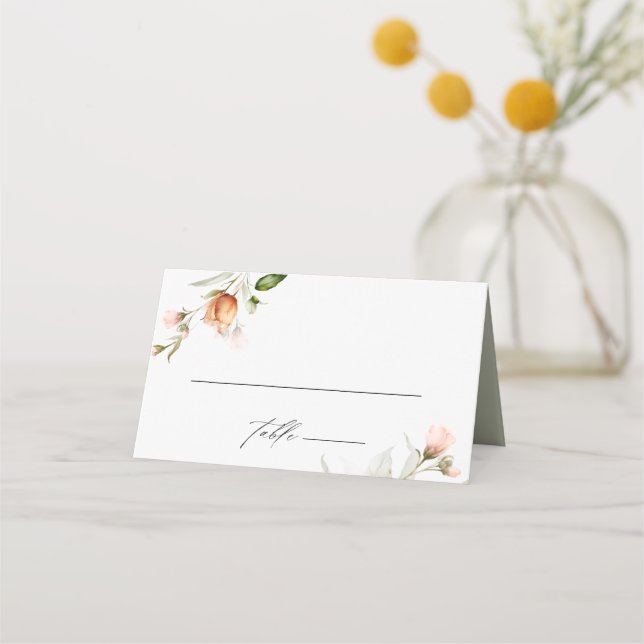 Tarjeta De Asiento Boda de acuarela con flores de jardín (Anverso)