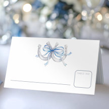 Boda de acuarela de cinta azul de herraduras