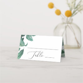 Tarjeta De Asiento Boda de acuarela de follaje verde tropical