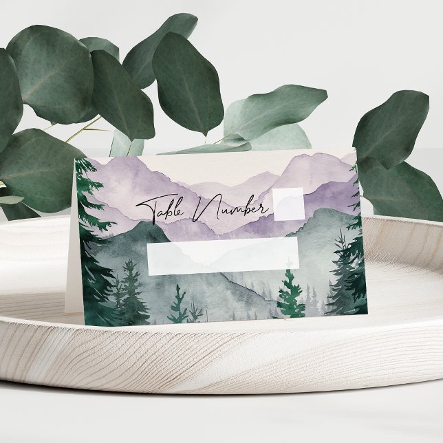 Tarjeta De Asiento Boda de acuarela de la selva de montaña Misty (Subido por el creador)