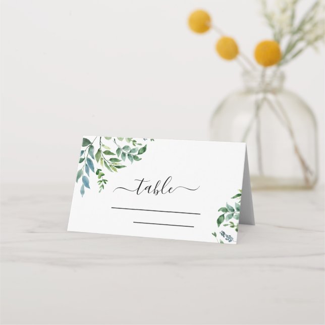 Tarjeta De Asiento Boda de acuarela de la vegetación botánica (Anverso)