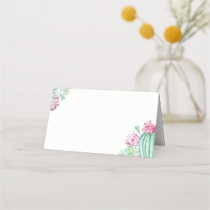 Tarjeta De Asiento Boda de acuarela de las flores de cactus rosadas
