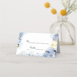 Tarjeta De Asiento Boda de acuarela de las flores de hidrangea azul